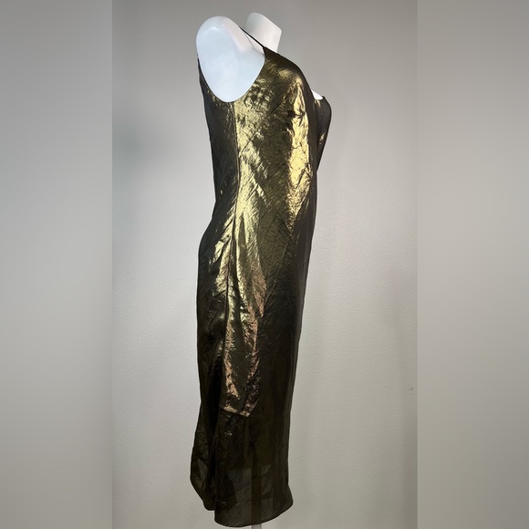 Express Metallic V-Neck Downtown Cami Midi Slip Dress - Picture 4 of 8